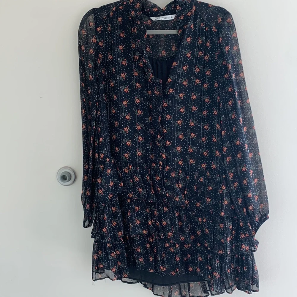 Zara Ruffled Print Dress - Picture 2 of 3